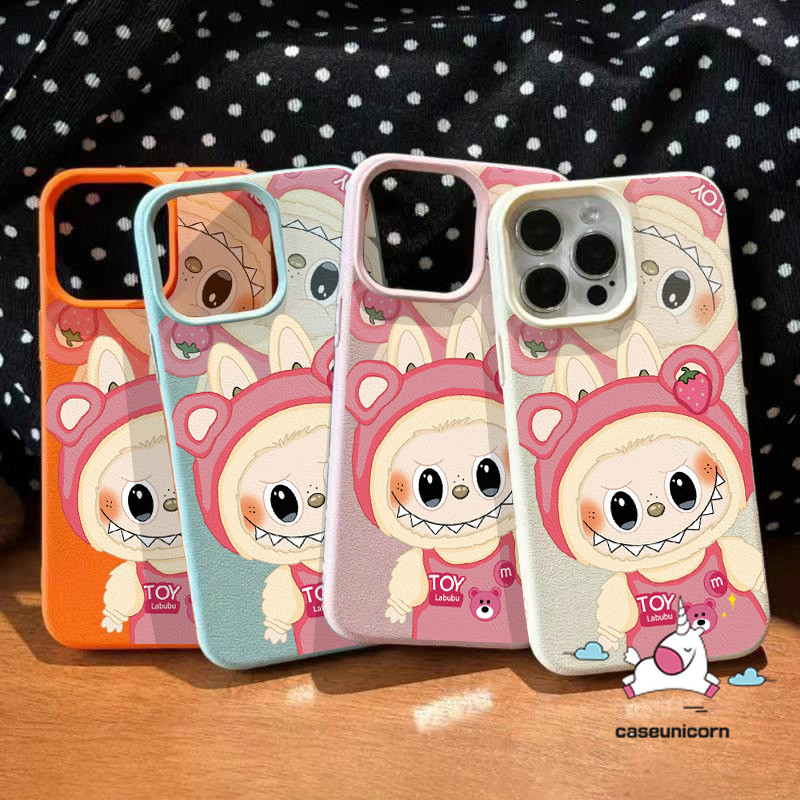 น่ารักtoy Storyอินเทรนด์Pop MartตลกLabubuคู่การ์ตูนสําหรับIPhone 16 15 14 11 13 12 Pro Max X XR 14 16 15 Plus XS Maxหนังหรูหราผิวรู้สึกนุ่มกรณี