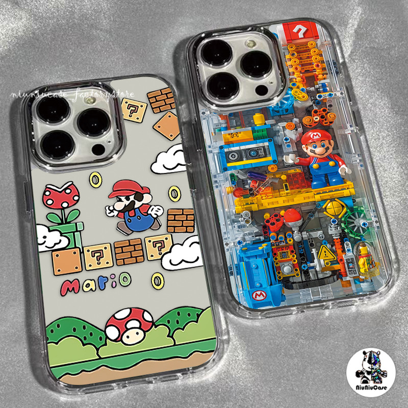 เลโก้มาริโอ เคสไอโฟน11 16 For iPhone 11 13 12 14 15 16 Pro Max X XS XR 14 15 7 8 Plus SE เคส รูปแบบโปร่งใส เคสไอโฟนสวยๆ