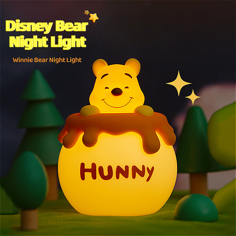 Disney หมีน้อยน่ารัก Nightlight Bedlight Sleep Eye Protection โคมไฟตั้งโต๊ะของขวัญวันเกิดสําหรับเด็กผู้หญิง