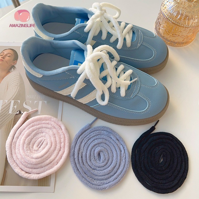 1 คู่แฟชั่นMulticolor 1.2M Plushรองเท้าผ้าใบเชือกผูกรองเท้า-อเนกประสงค์นุ่มHigh-top Casualผ้าใบรองเท้าแบนLaces