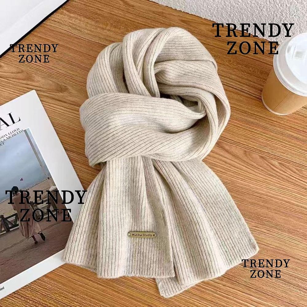 Trendyzone ผ้าพันคอข้าม, ผ้าพันคอถักทําด้วยผ้าขนสัตว์ข้น, ผ้าคลุมไหล่ยามคอสีทึบผ้าพันคอผู้หญิง