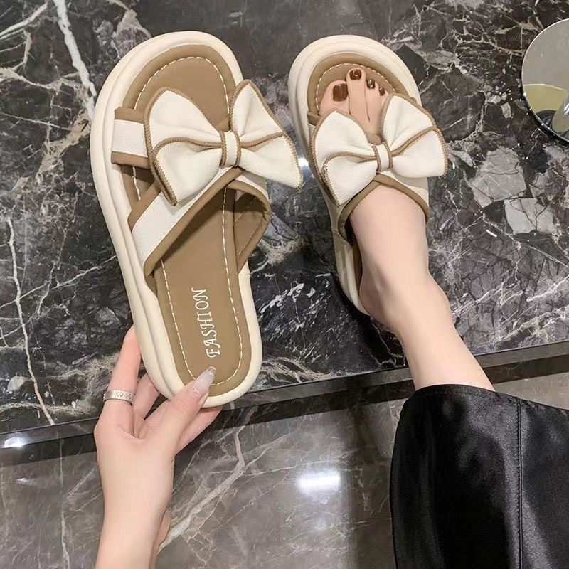 🍓EnJoy🍓 พร้อมส่ง (LT-2605)  รองเท้าแตะแบบสวม ดีเทลโบว์ สไตล์เกาหลี น่ารักๆ นุ่มนิ่มใส่สบาย - รูปที่ 7