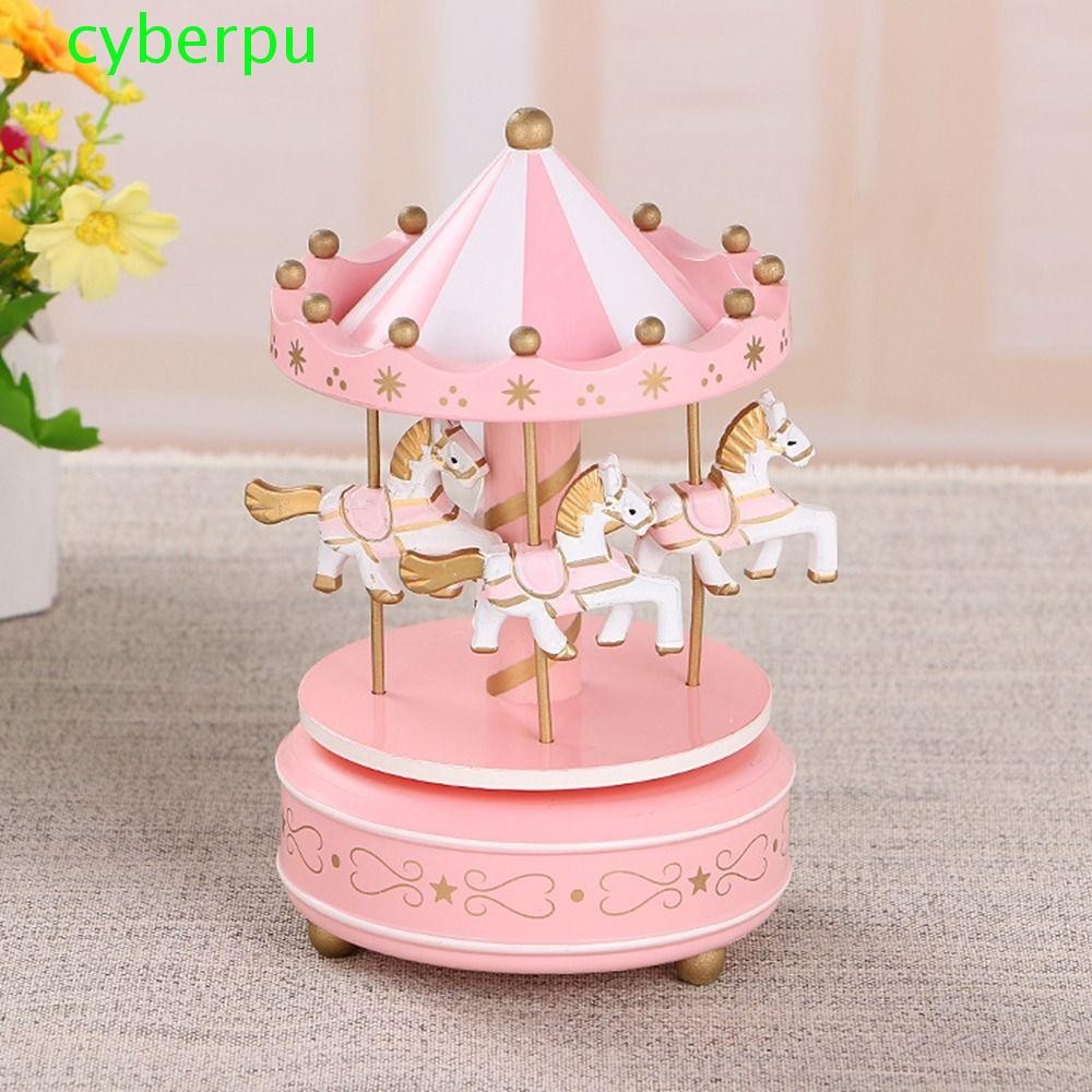 Cyberpullse กล่องดนตรีม้าหมุน, ม้าหมุนใช้งานง่ายเครื่องประดับชิงช้าสวรรค์, การออกแบบประณีตสร้างสรรค์ทาสีพลาสติกม้าหมุนอุปกรณ์เค้กของขวัญวันเกิด