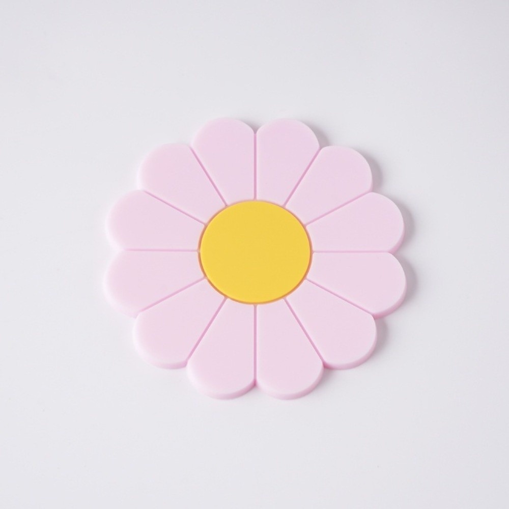 LONMI ที่รองแก้วในรถยนต์, แผ่นรองที่วางแก้วกันลื่นแบบหนา, แผ่นรองถ้วยซิลิโคนดอกไม้ทนความร้อนแบบ Daisy ภายในรถ - รูปที่ 4