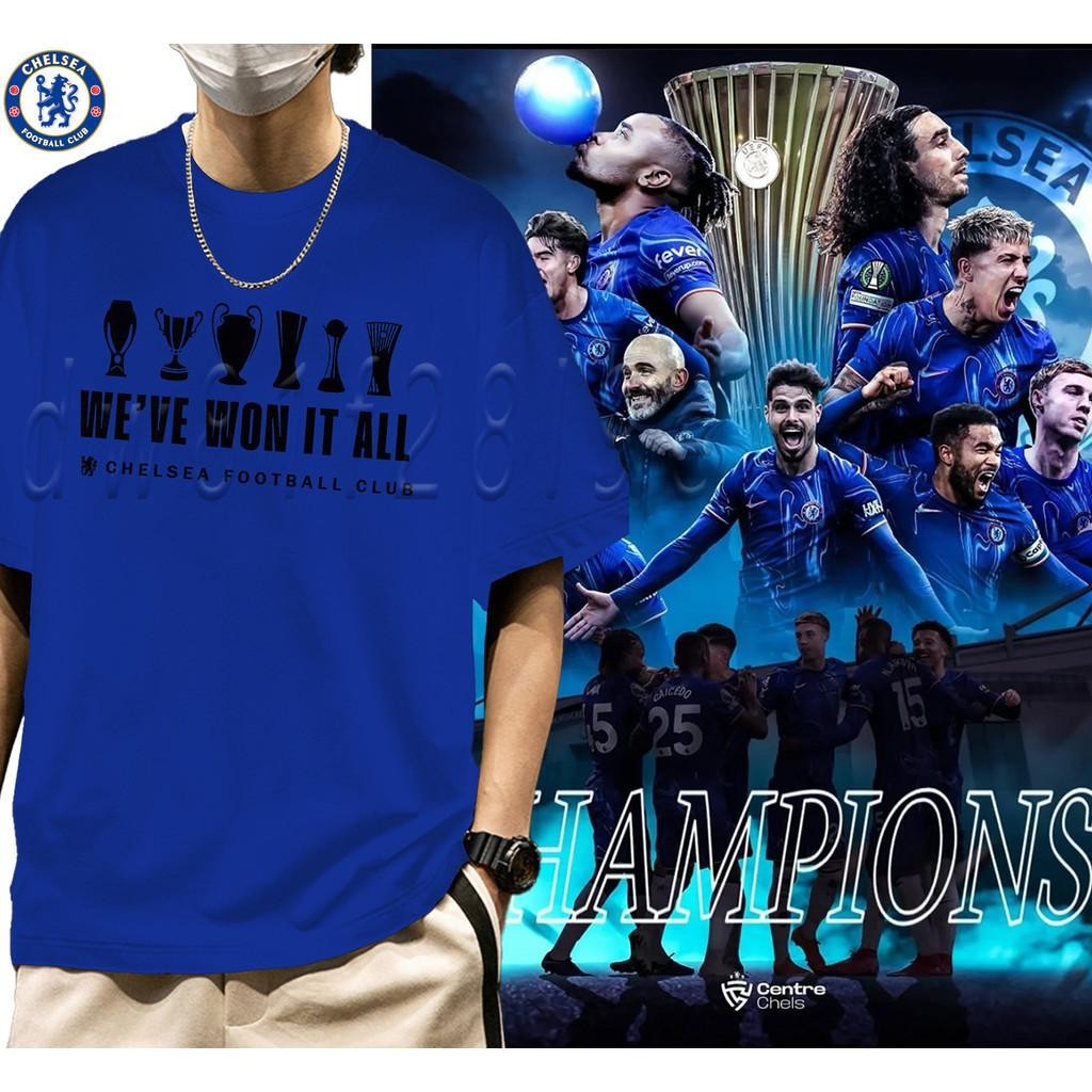 เสื้อทีม Chelsea Europa League Champion 2025 แชมป์ยุโรป Grand Slam รุ่นที่ระลึก ใส่เชียร์บอลแฟนบอลชา
