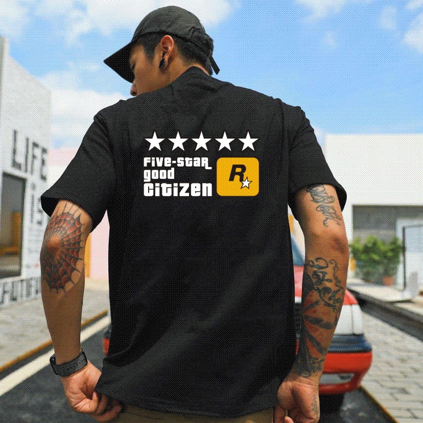 เสื้อยืดแขนสั้นคอกลมผ้าฝ้ายแท้ สำหรับเกมส์ Grand Theft Auto GTA5
