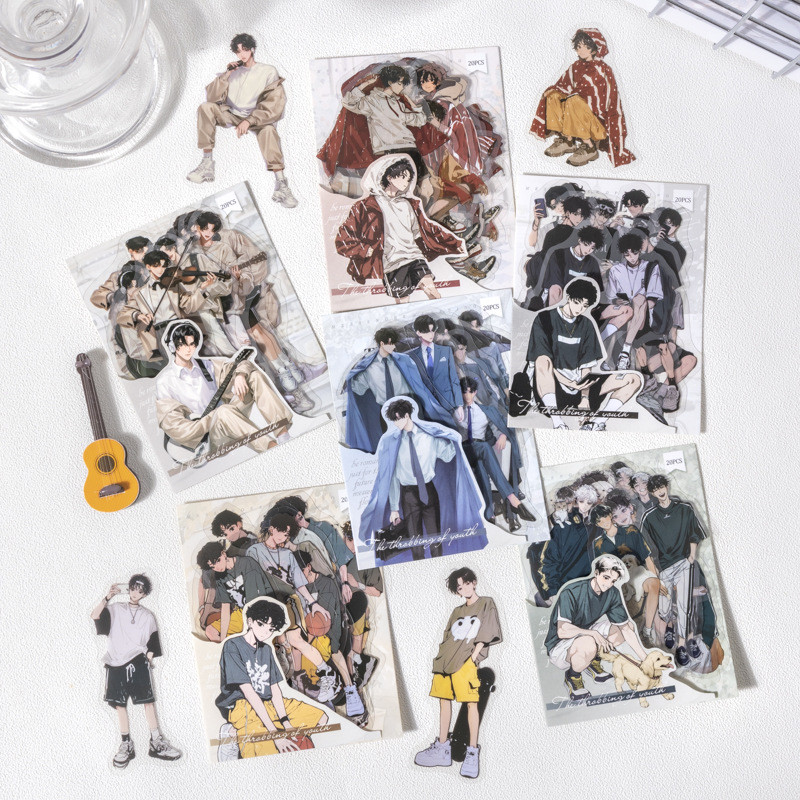 นาย กระดาษ 20 ชิ้น/แพ็ค Original ตัวอักษร PET สติกเกอร์สําหรับคู่มือเคสโทรศัพท์ DIY สติกเกอร์ตกแต่ง Collage
