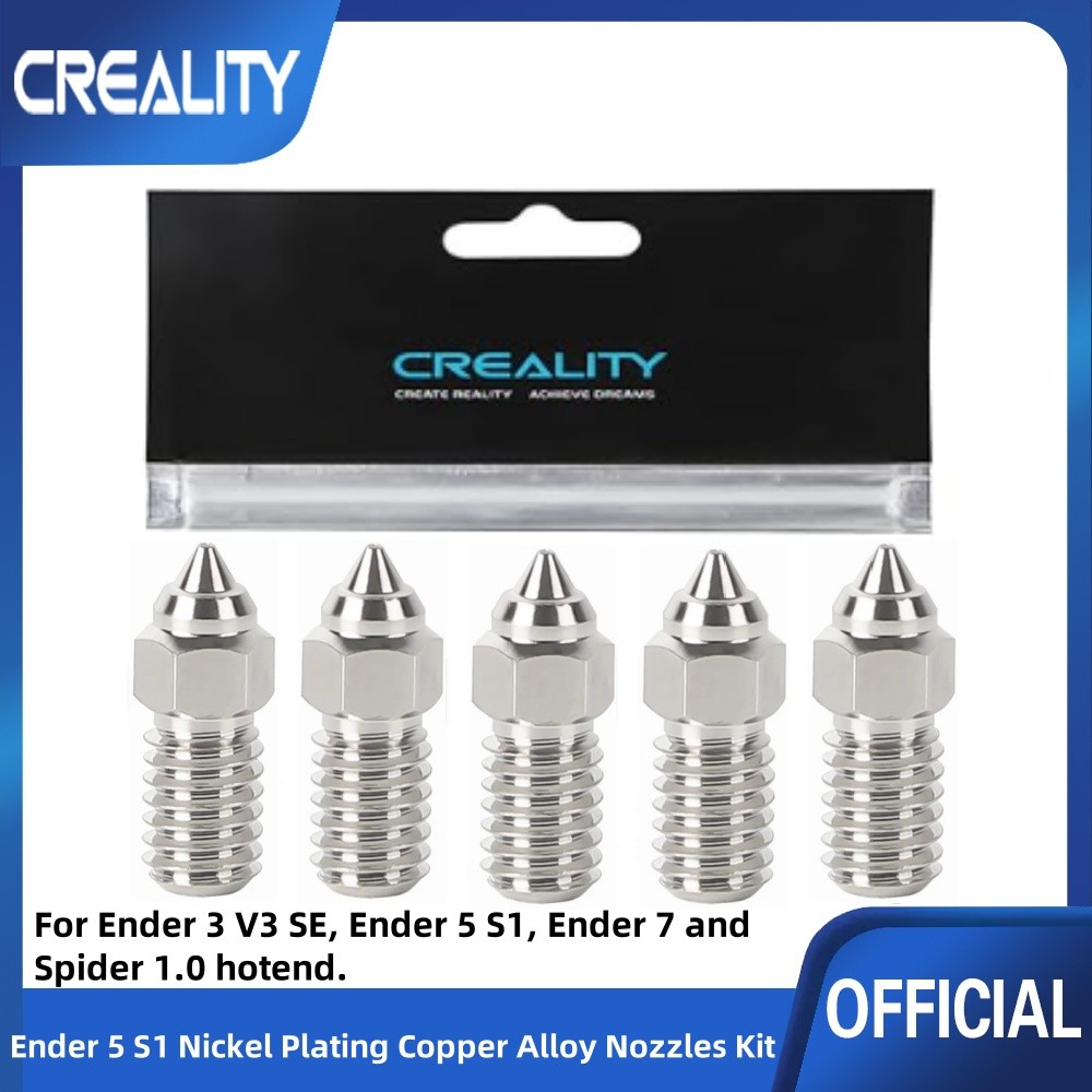 Creality Ender 3 V3 SE, Ender 5 S1 Nickel Plating Copper Alloy Nozzles for Ender 5 S1, Ender 7, Spid