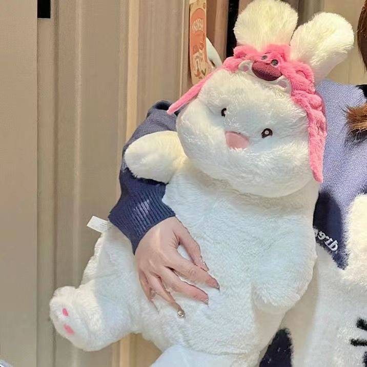 White Rabbit Lazy Big Fat Pillow Healing Series Rabbit Plush Toy Doll Bed Sleeping Ragdoll Gift for 