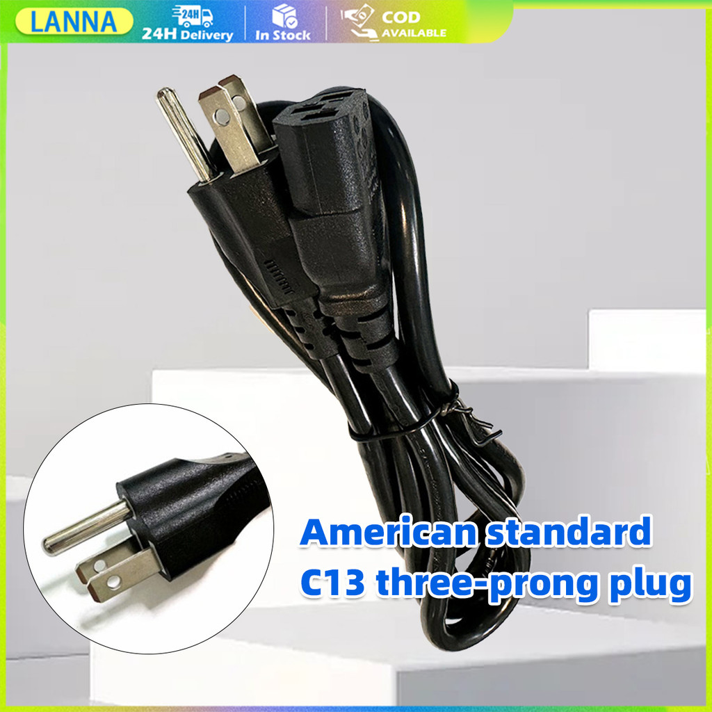 ร้านอยู่ที่ไทย สาย1.5M สายไฟ AC แบบ3 รูกลม หัวปลั๊ก3ขา Plug US สำหรับคอมพิวเตอร์ เครื่องพิมพ์ โปรเจคเตอร์