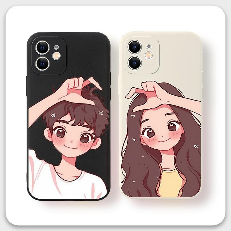 Jeero เคสคู่ เคสไอโฟน คู่รัก กันกระแทกนุ่มการ์ตูนน่ารักตลก เคสโทรศัพท์ for iPhone 16 15 14 13 12 11 Pro Max SE 2020 X XR XS 8 7 Plus พลัส  ZC048