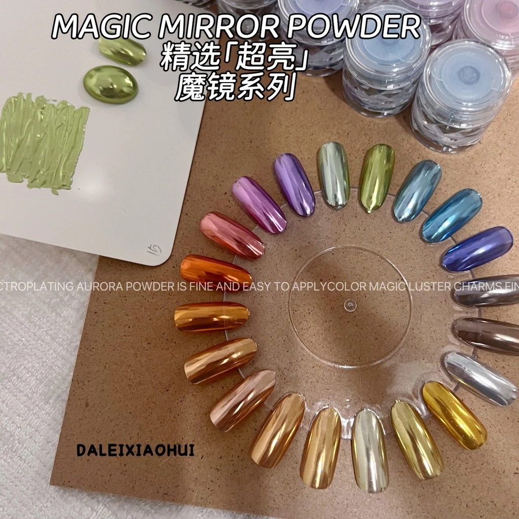 เล็บแสงสี Magic Mirror Powder High-Gloss คุณภาพ Aurora สไตล์ญี่ปุ่น Magic Mirror Powder เครื่องประดับปรับกาวกระจก G