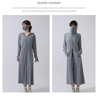 เสื้อกันแดดสตรี 2025 คอลเลคชัน ผ้าไหม UPF50+ ป้องกันรังสียูวี ดีไซน์ยาวคลุมตัว ระบายอากาศสูง ใช้งานกลางแจ้ง ท่องเที่ยว