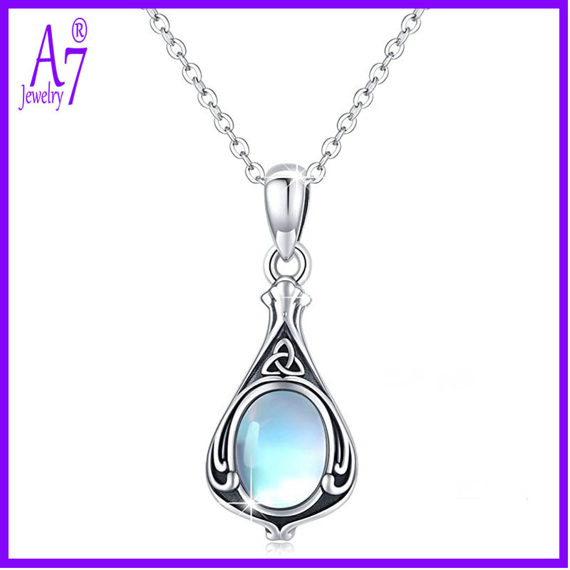 925 Silver Vintage Vine Water Drop Shape สร้อยคอผู้หญิง CSX160