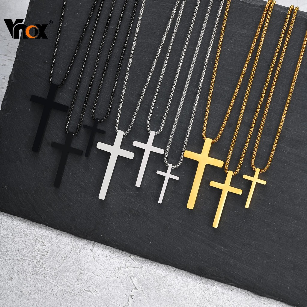 Vnox Gold Jesus Cross สร้อยคอสําหรับผู้ชาย,สแตนเลส Non Tarnish สวดมนต์คริสเตียนสร้อยคอเครื่องประดับของขวัญ