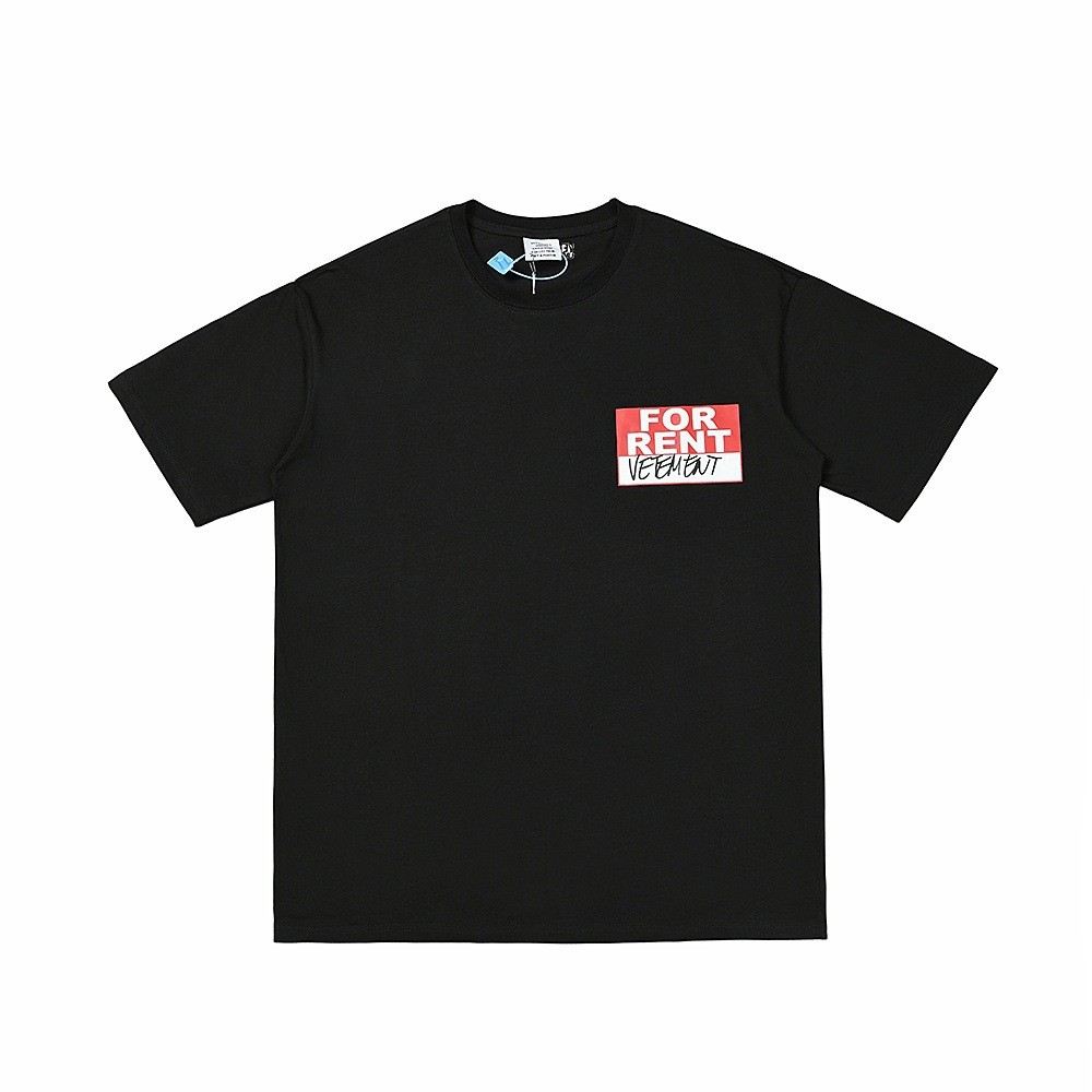 VTM Letter เสื้อยืดผ้าฝ้ายแท้สไตล์ใหม่พิมพ์รอบคอฤดูร้อนผู้ชายผู้หญิงหลวมคู่แขนสั้น