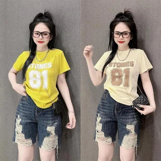 เสื้อยืดแขนสั้นผู้หญิงพิมพ์ลาย ยอดนิยมในสไตล์สตรีท แฟชั่นกีฬา