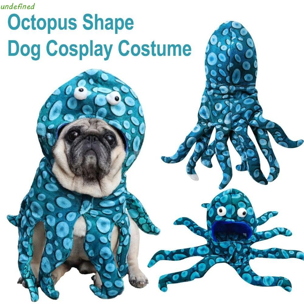 JARREDIW ชุดแปลงร่างสัตว์เลี้ยง, Creative Octopus Shape เสื้อผ้าสัตว์เลี้ยงฮาโลวีน,โพลีเอสเตอร์สีฟ้านุ่มสุนัขตลกคอสเพลย์เครื่องแต่งกายสัตว์เลี้ยงกิจกรรม