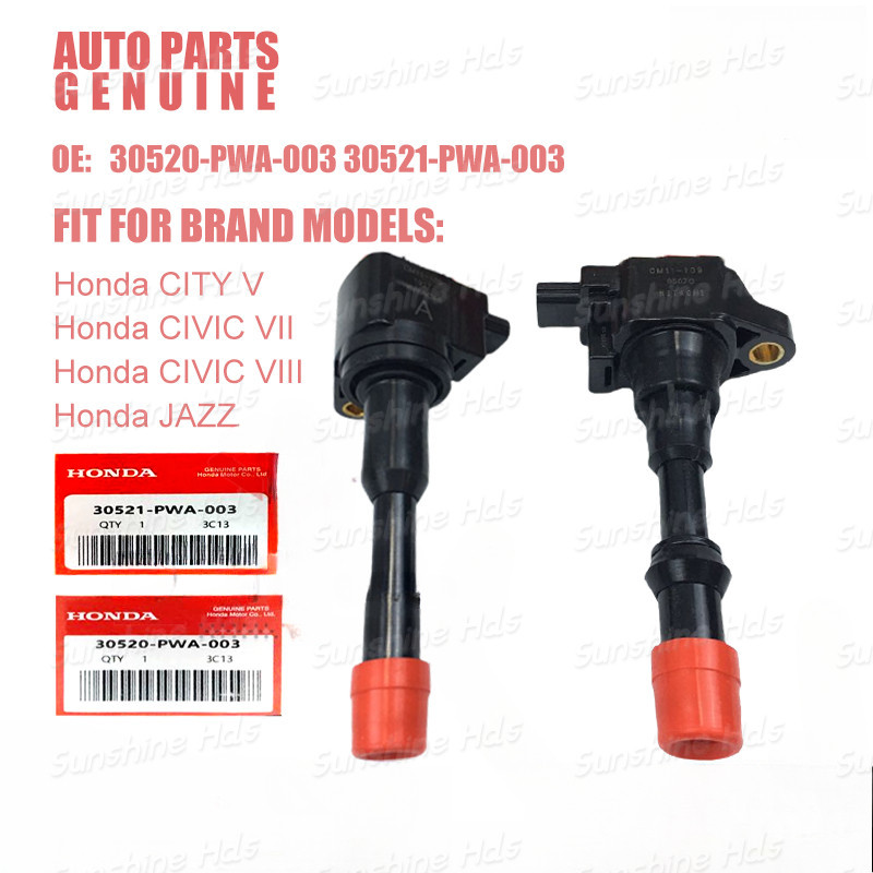 จัดส่งในพื้นที่คอยล์จุดระเบิด Honda City / Jazz 2003-2007 Honda Civic 2003-2005 30520-PWA-003 (FRONT) 57521-PWA-003 (REAR)