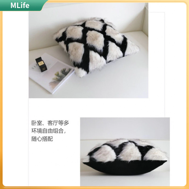 ปลอกหมอนลายขนมิงค์ 45x45 30x50 ขาวดำ สำหรับโซฟาและตกแต่งบ้าน thumbnail 9