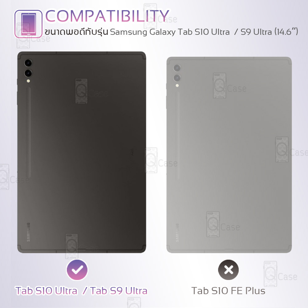 Qcase – เคสฝาพับ Samsung Tab S10 Ultra / S9 Ultra (14.6″) เคส คีย์บอร์ด แป้นไทย/Eng กระจกกันรอย ฟิล์มหลัง – Smart case ราคา ถูกที่สุด ดีลบีเคเค แกลเลอรีภาพที่ 3