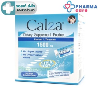 lot ใหม่ หมดอายุ 07/2028 CalZa   แคลซ่า  แคลเซียม แอล- ทรีโอเนต 1500 mg.  แบบชงน้ำไม่มีน้ำตาล  30 ซอง [PC]
