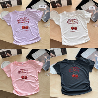 G03-10 เสื้อยืดแขนสั้นพิมพ์ลายเชอรี่ สุดน่ารัก แนวเกาหลี หลายไซส์ ผ้านิ่มสวมใส่สบาย ใส่ได้ทุกโอกาส ราคาถูก