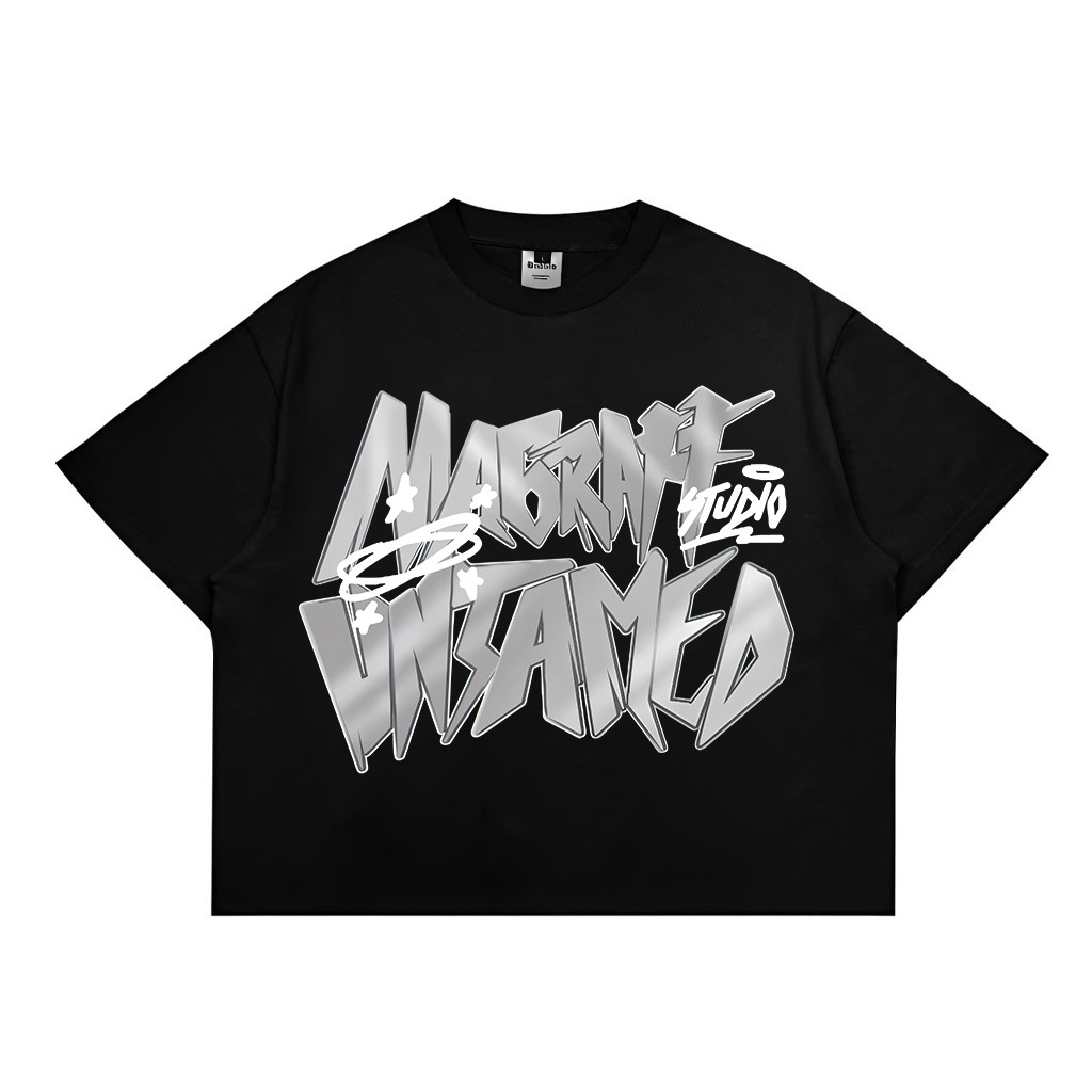 100% DesignMagraff Boxy Fit เสื้อยืดขนาดใหญ่ Kny สีดําสําหรับผู้ชายและผู้หญิง