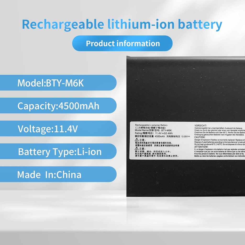 BTY-M6K แบตเตอรี่แล็ปท็อปใช้งานร่วมกับ MSI GS63VR GS73VR 7RG Stealth Pro GF63 บาง 8RC 8RD 9SC GF75 บ