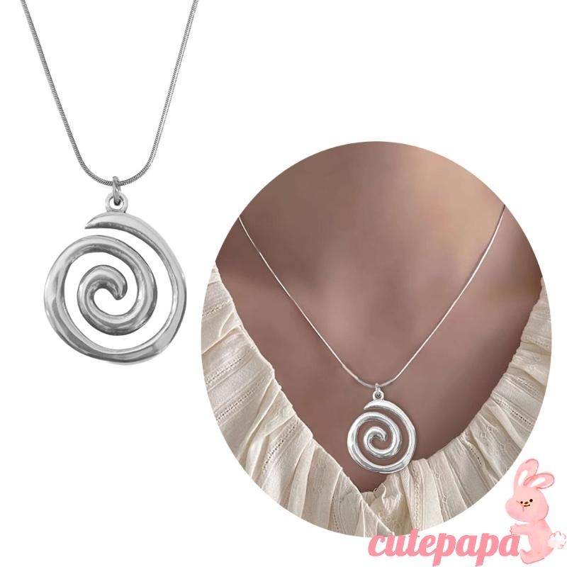 Fashionable Swirl Pendant Necklace Adjustable Length Neckchain Elegant Accessory