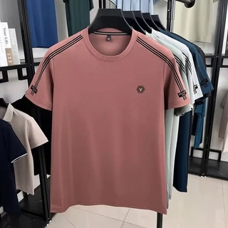 เสื้อยืดแขนสั้นผู้ชาย ผ้าไหมน้ำแข็ง สำหรับฤดูร้อน สไตล์แฟชั่นสวมใส่ง่าย