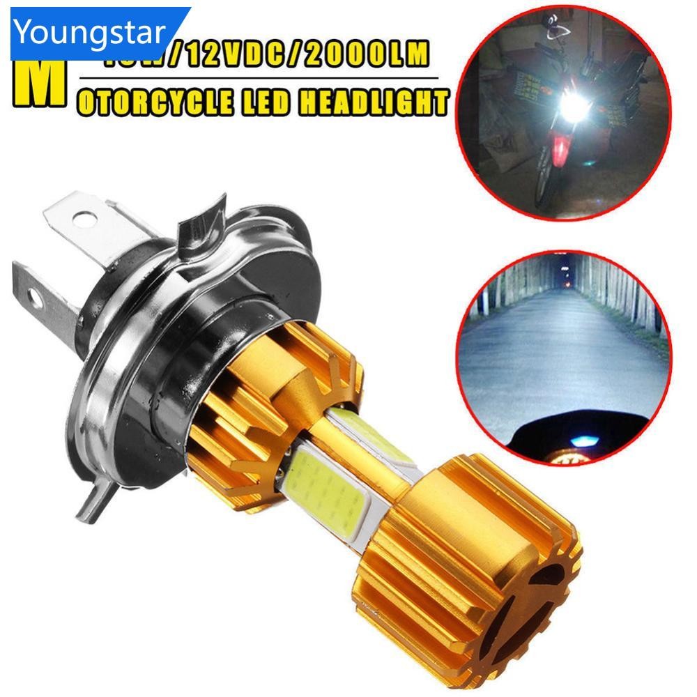 FYY 1 PC H4 LED 3 COB หลอดไฟหน้ารถจักรยานยนต์ 6000K Hi/Lo Beam Light สีขาว 2000LM 18W