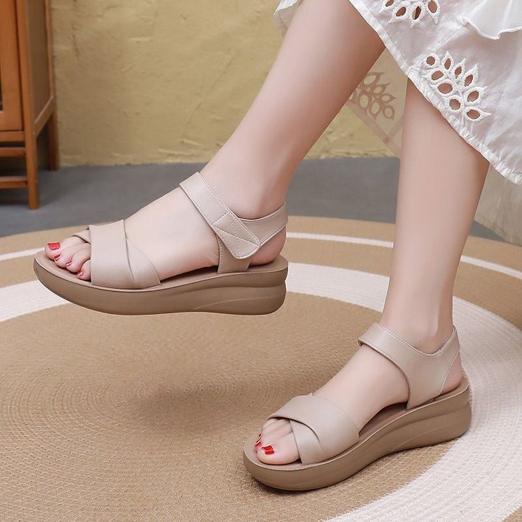 รองเท้าแตะผู้หญิง Open-Toed Velcro เหมาะสำหรับฤดูร้อนและสวมใส่ง่าย