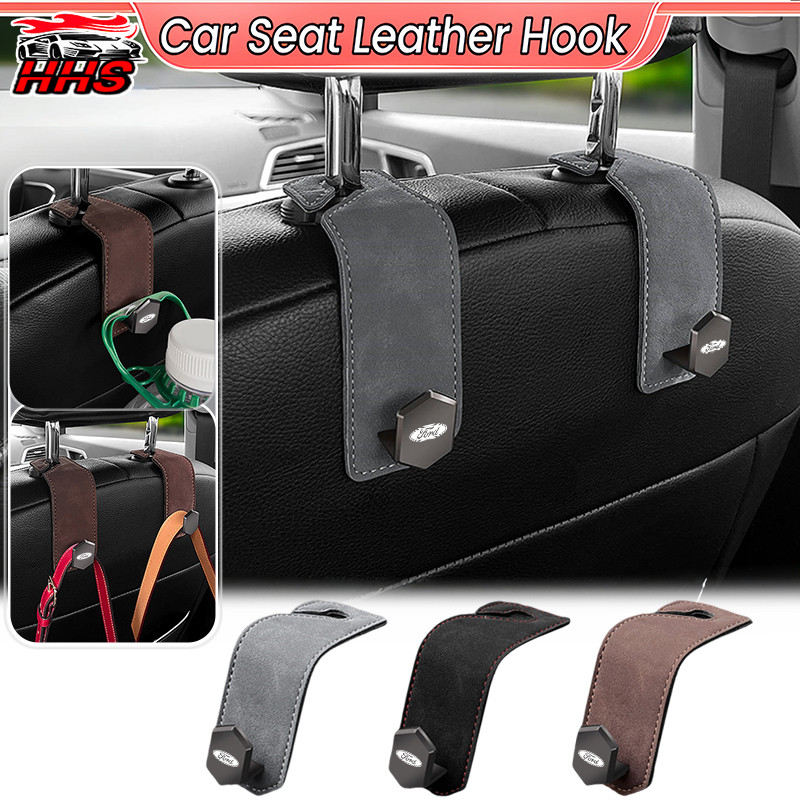 Ford 1/2Pcs รถที่นั่งหนัง Hook Ultra Fine Fiber หนังโลหะกระเป๋า Hook Holder พับซ่อน Hook Organizer ร
