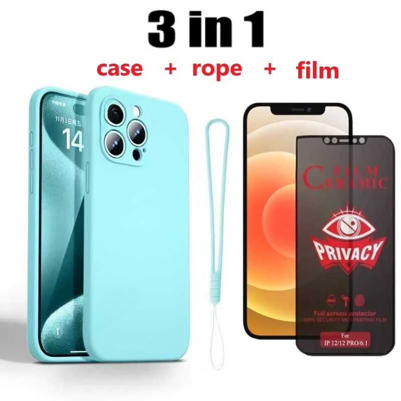 3in1 Anti Spy ฟิล์มเคสโทรศัพท์สําหรับ Huawei Y7A Y7P Y6P Y7 Y6 Pro Y9 Prime Nova Y61 Y70 Y71 Y72 Y90