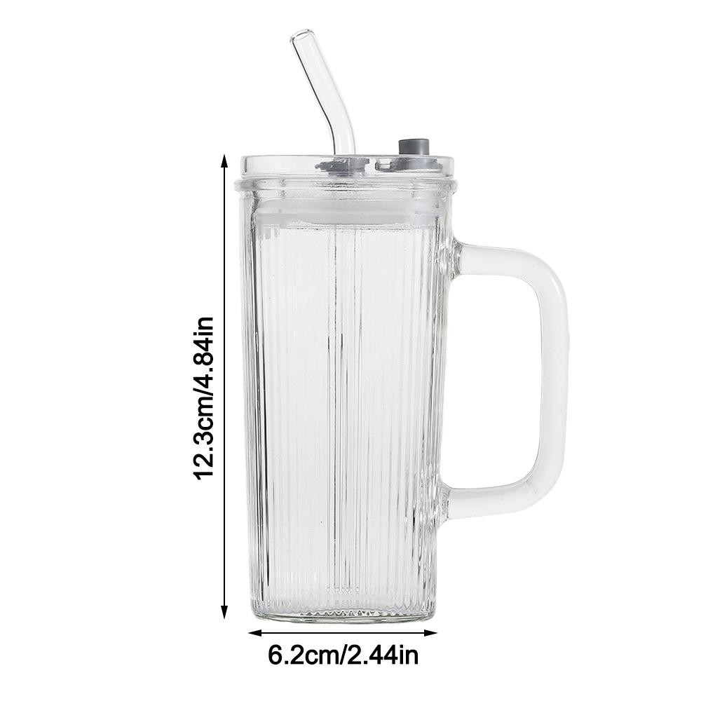 ยัน1 ถ้วยแก้วใสทนความร้อนพร้อมฝาปิดและถ้วยกาแฟฟางของขวัญคู่แก้วน้ําผลไม้สี่เหลี่ยมบ้านบาร์ - รูปที่ 5