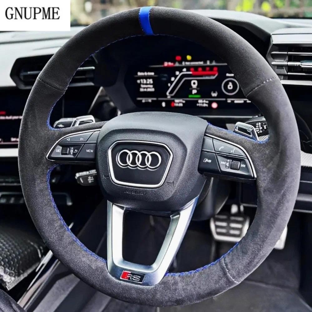 Custom Anti-Slip Suede หนังพวงมาลัยรถสําหรับ Audi Q3 F3 Q5 FY SQ7 Q8 SQ8 RS Q3 Q8 (D รูปร่าง) Avant 
