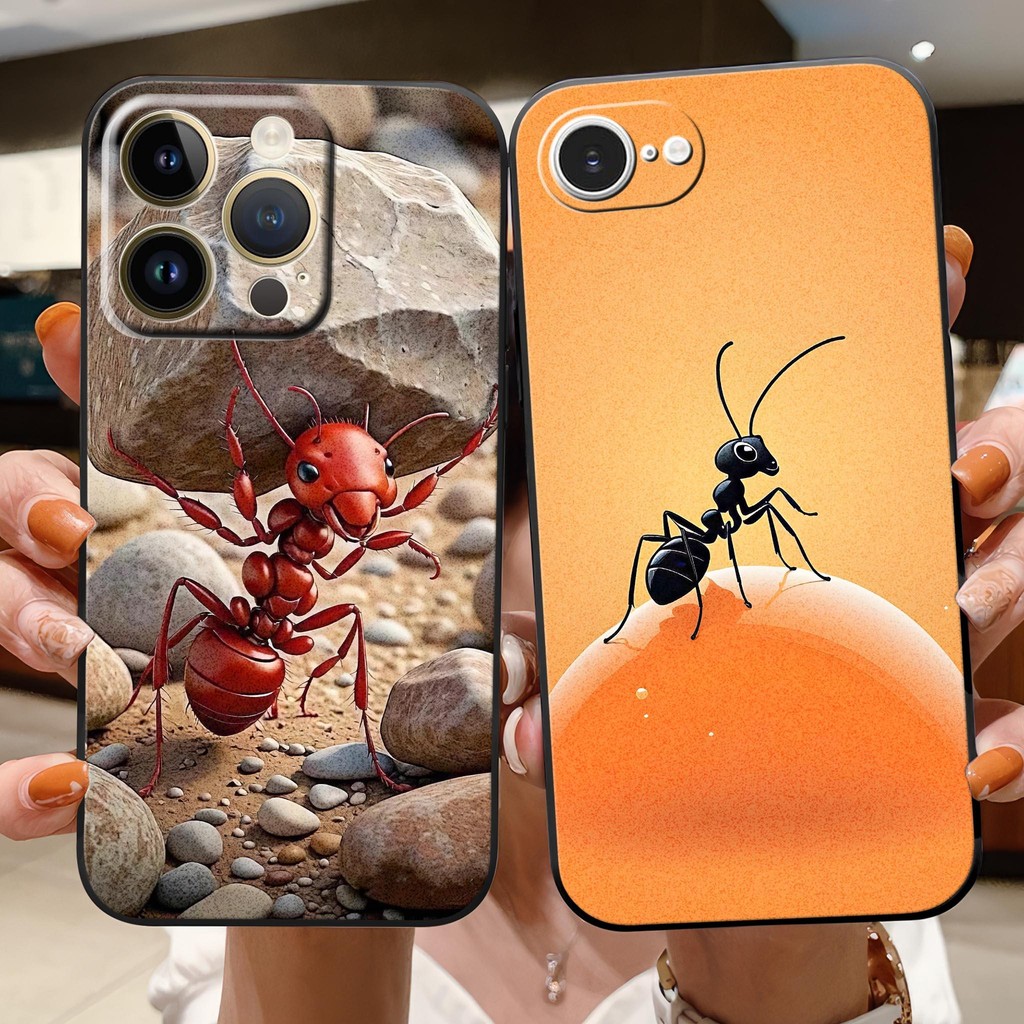 Ant-รูปสีแดงสีดําสีส้มสําหรับiPhone 17 16 15 14 13 12 11 8 7 6 6s 6p 7p 8p 6g 7g 8g Pro Max XR XS xs