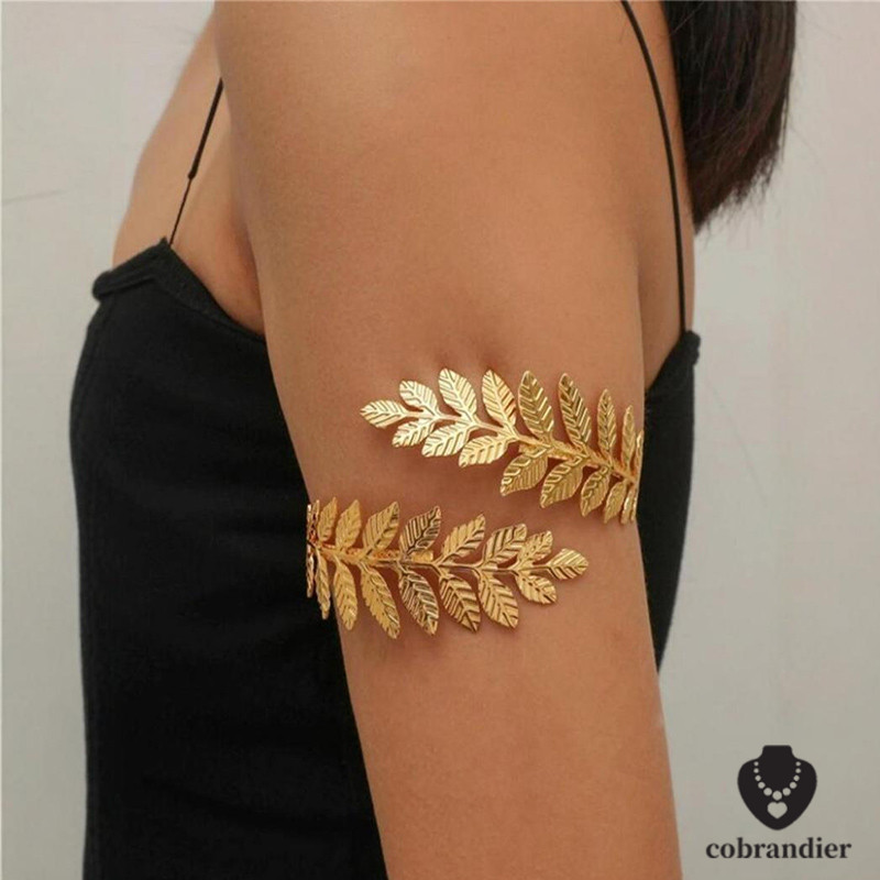 ส่งเร็ว⚡ยอดนิยมใบไม้ Armband โลหะเปิดสร้อยข้อมือปรับเกินจริง.COD