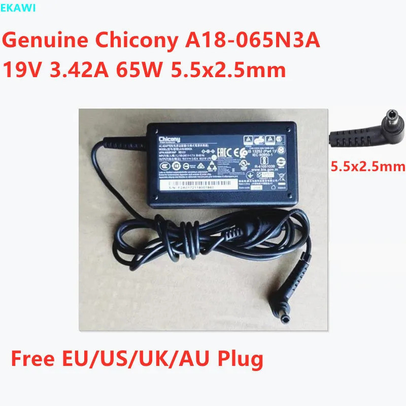 Chicony A18-065N3A 19V 3.42A 65W 5.5x2.5mm A065R184P A065R210P A065R216P อะแดปเตอร์ AC สําหรับแล็ปท็
