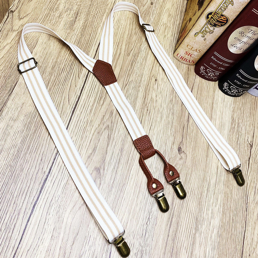 Retro Casual Suspenders เข็มขัด Unisex Y-Shaped สี่คลิปอังกฤษ All-Match Grootsmen Suspenders คลิป ti