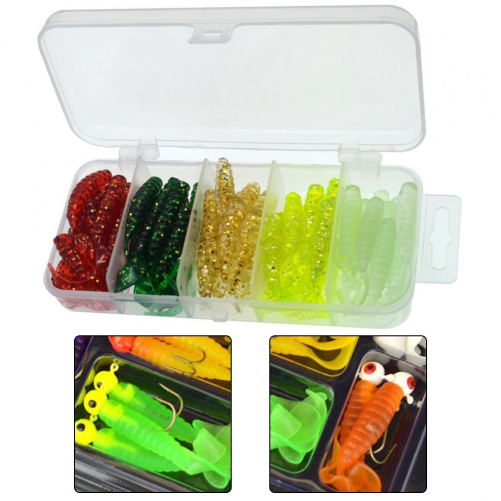 [NEW]17 33 51pcs Fishing Hooks & Soft Grubs Set: Perfect for Baiting Any Fish[SWHOME-TH]