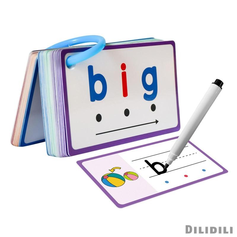 [Dilidili] CVC Words Learning Cards บัตรคําศัพท์ นํากลับมาใช้ใหม่โรงเรียนอนุบาลการ์ดเพื่อการศึกษาแบบ