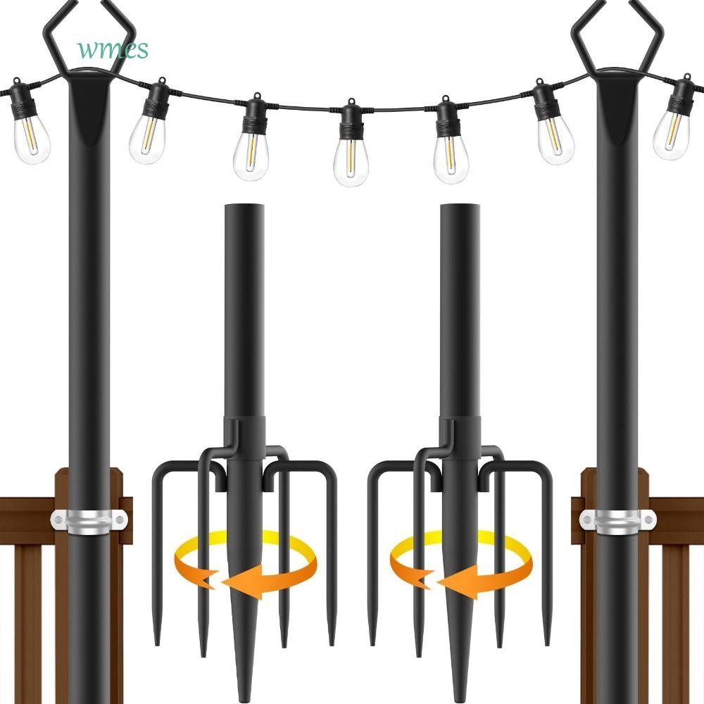 WMES1 2 ชิ้น String Light Poles, Heavy Duty ปรับความสูงเสาไฟขาตั้ง,ขาตั้งโลหะรั้วก่อสร้างวงเล็บทนทานกลางแจ้ง String ไฟ Deck LIGHT ราคา ถูกที่สุด ดีลบีเคเค รูปภาพหลัก