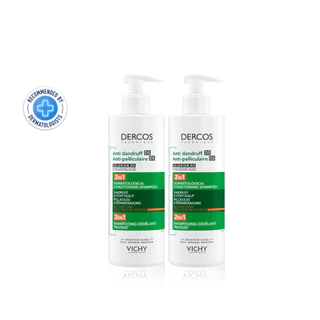[เซตสุดคุ้ม] วิชี่ VICHY DERCOS ANTI DANDRUFF DS 2 IN 1 CONDITIONING SHAMPOO แชมพูผสมครีมนวดขจัดปัญหารังแค 390ml x2 ชิ้น