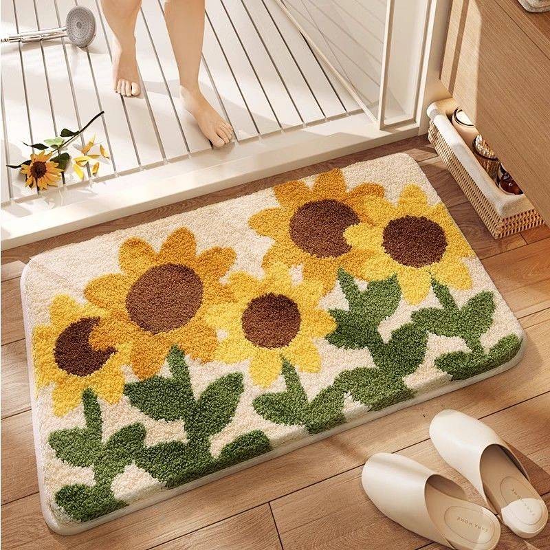 Floor Mat Flower Bathroom Absorbent Floor Mat Domestic Toilet Doorway Bathroom Non-Slip Mats Bathroo