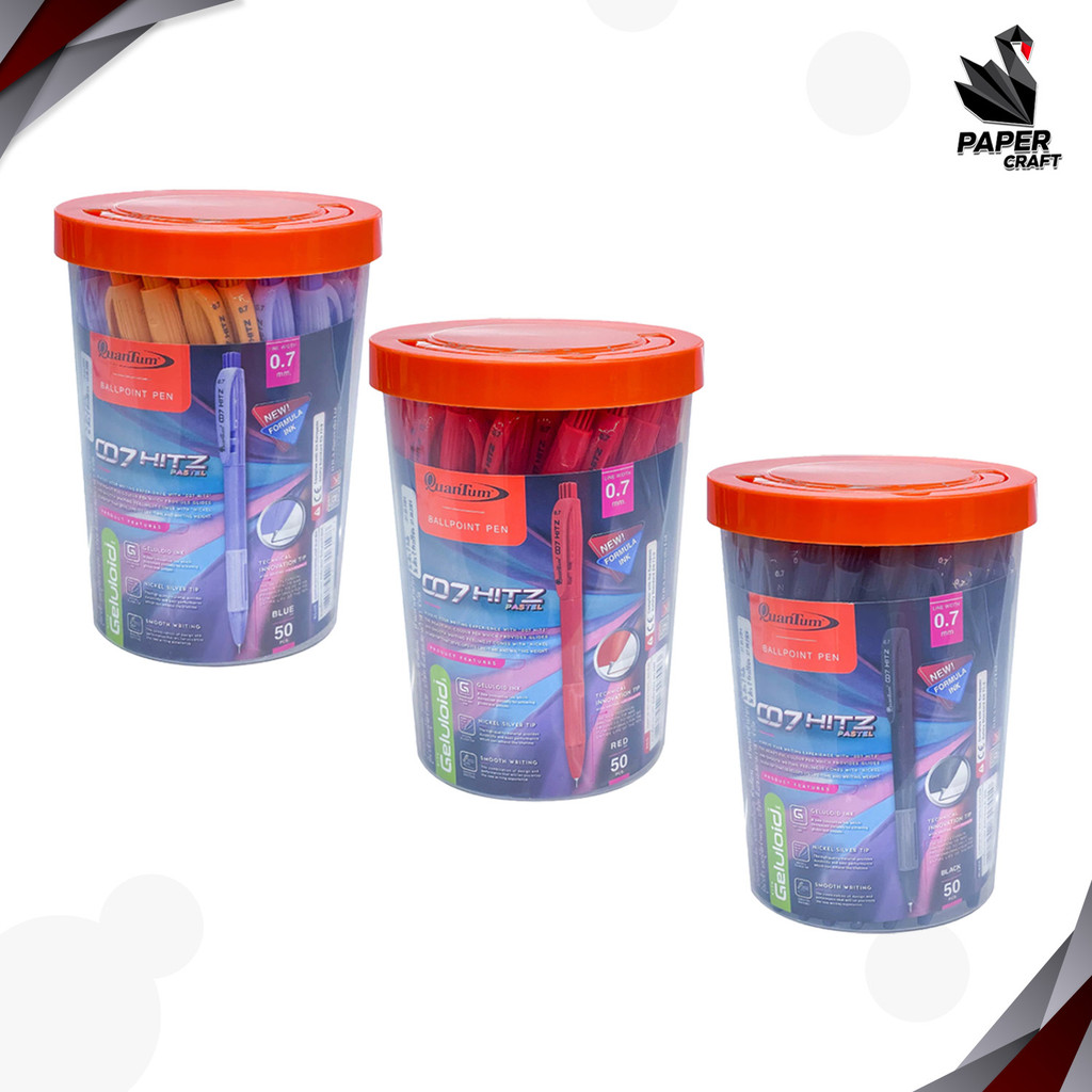 Quantum (ควอนตัม) ปากกาลูกลื่น รุ่น 007 Hitz Pastel ขนาด 0.7 มม. หมึกดำ แดง น้ำเงิน ( 1 ด้าม / คละสีด้าม ) - รูปที่ 3