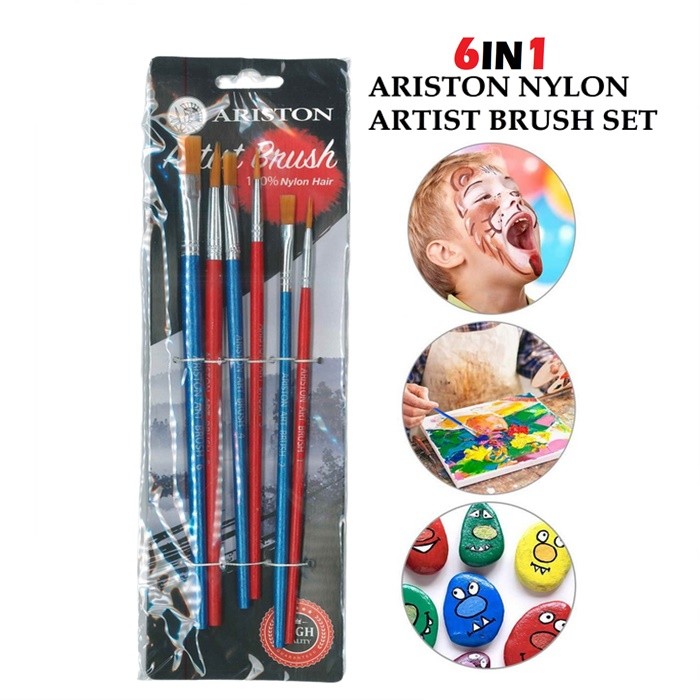 ชุดแปรงศิลปิน Ariston Nylon – 6 ชิ้น อเนกประสงค์ ทนทานและราบรื่น