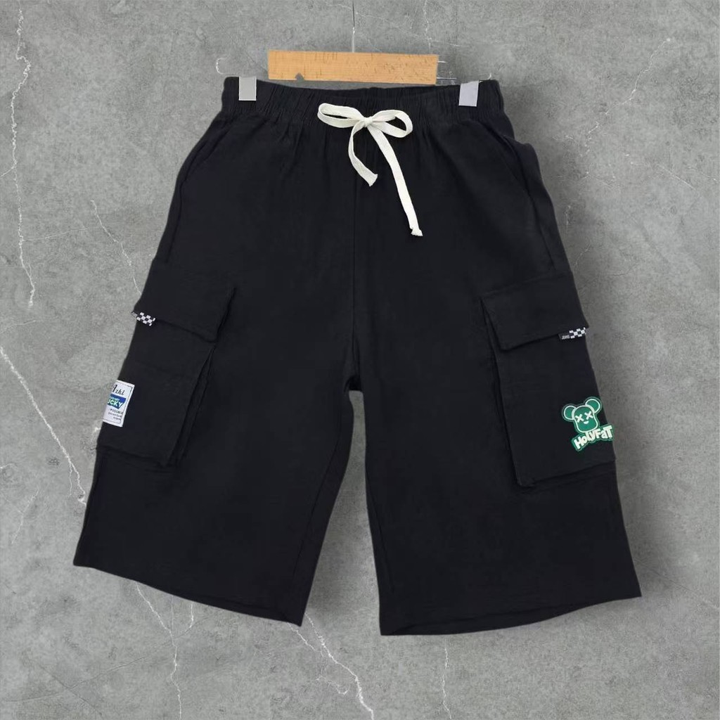 กางเกงเท่ๆเอวยางยืด เอวสูงsummer กางเกงสั้น essentials cargo pantsกางเกงลำลองผู้ชาย H5504