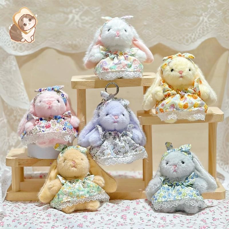 Fluffy Wendy Rabbit พวงกุญแจตุ๊กตา D-oll เครื่องประดับแขวนสีพาสเทล